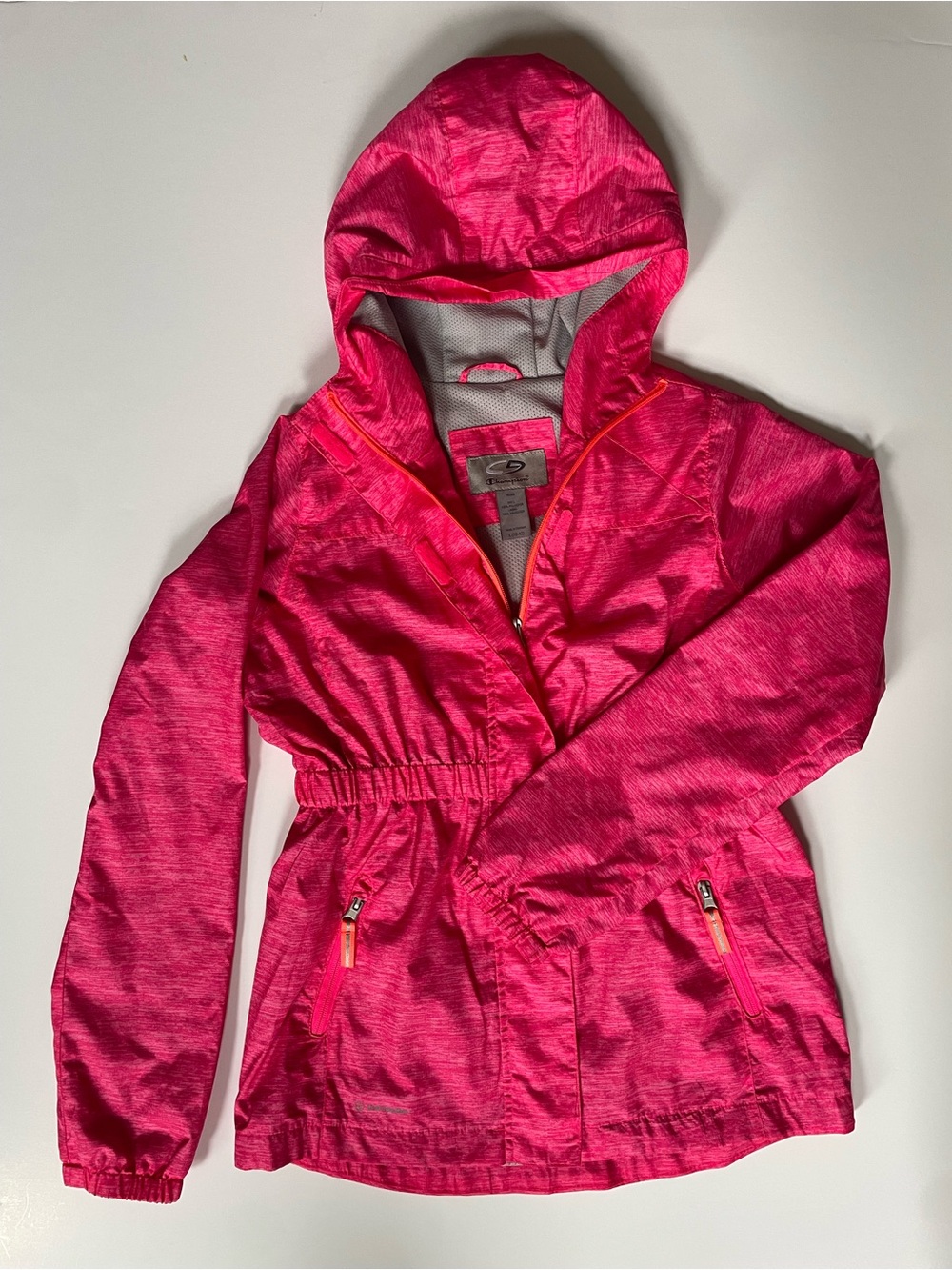 Champion Girls' Pink Hooded Lightweight Rain Jacket Windbreaker